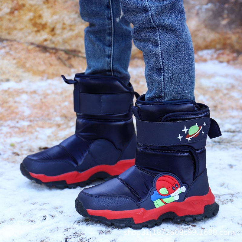 Children's Snow Boots High Top Thick Velvet Winter Cotton Shoes For Middle And Large Children Primary School Students Wolf Claw Snow Shoes