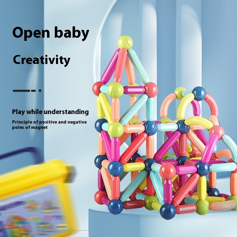 Children's Magnetic Stick Set Magnetic Building Blocks Large Particle Magnet Intellectual Toys Assembly Early Education Puzzle