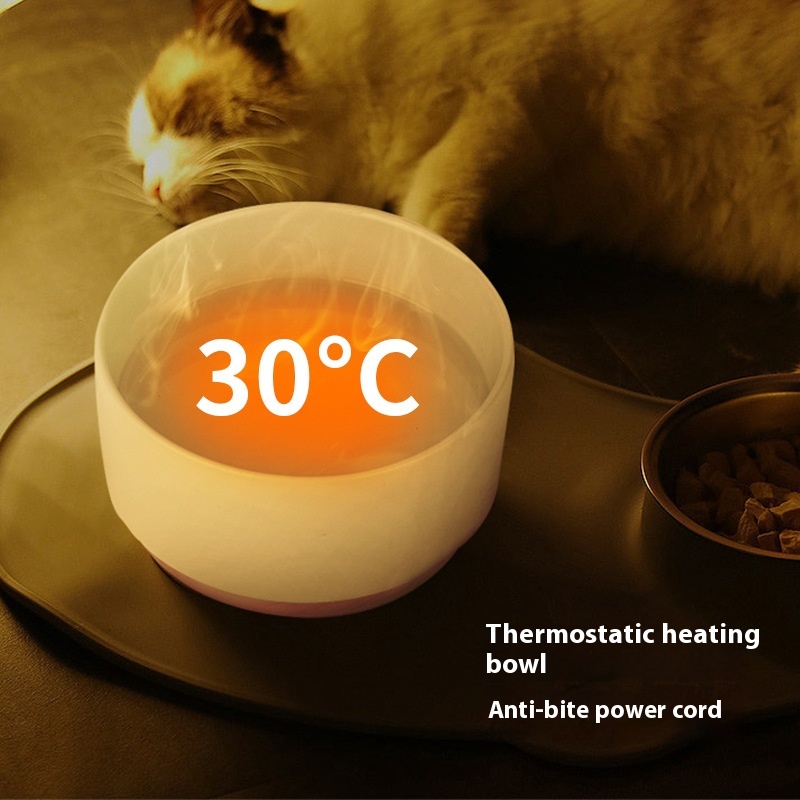 Cat Bowl Ceramic Cat Food Bowl Cat Dog Drinking Water Bowl Intelligent Constant Temperature Heating Protection Cervical Vertebra Pet Supplies