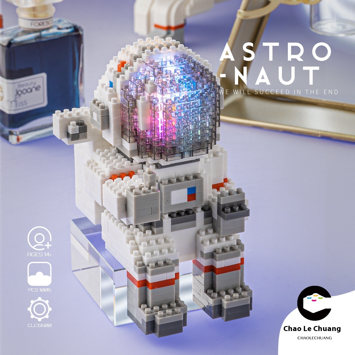 Chao Le CLC-6600 Building Blocks Luminous Double Mask Astronaut Diamond Micro Particles Assembly Educational Toys