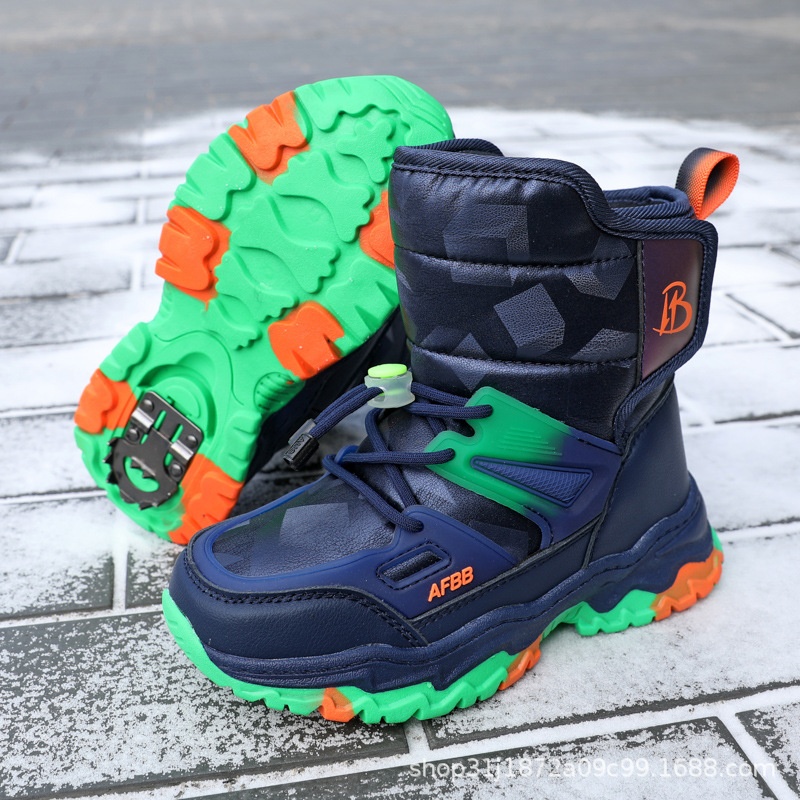 Snow Boots Children's Shoes Medium And Large Children's Cotton Shoes Thickened Plush Boys Boots Wolf Claw Cotton Boots Batch