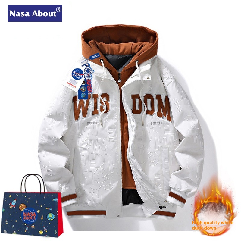 NASAFake Two-piece Down Jacket For Men And Women Autumn And Winter Youthy Brand Loose Baseball Uniform