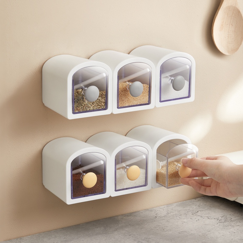 [Hedou]Kitchen Supplies Wall-mounted Seasoning Box Household Portable Drawer-type Salt And Sugar Seasoning Jar Set Complete Set