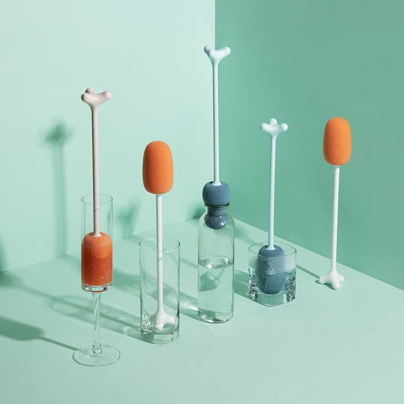 [Hedou]29cm Long Handle Stand-up Cup Brush Contrast Color Practical Bottle Brush Department Store Sponge Cleaning Brush