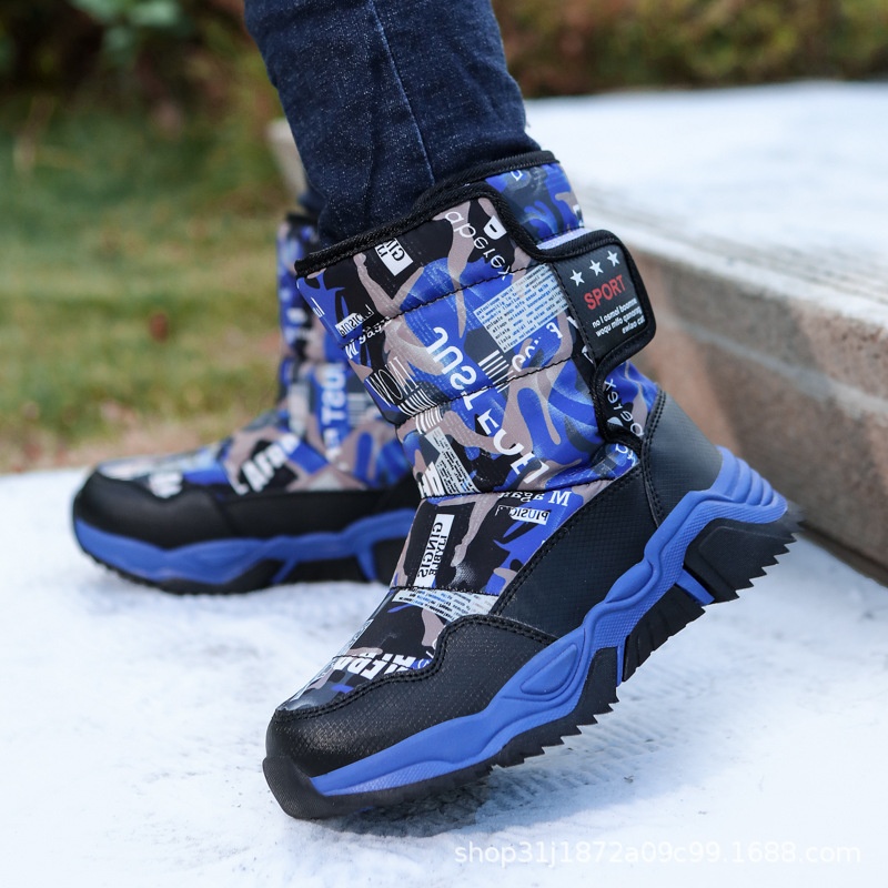 Foreign Trade Girls Snow Boots Winter Boys Cotton Shoes Outdoor Thickened Plush Casual Boots