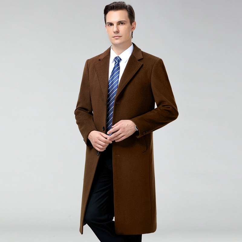 Knee Long Cashmere Tweed Coat Young Windbreaker Coat
