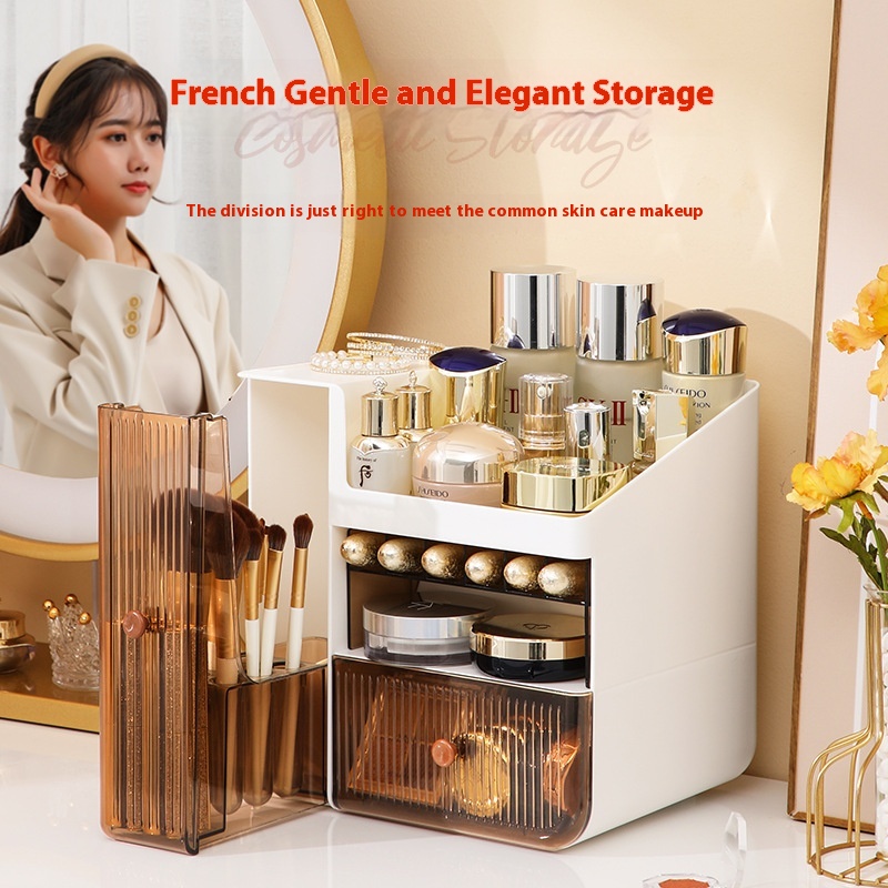 Light Luxury Cosmetics Rack Desktop Dressing Table Storage Rack Student Lipstick Skin Care Products Makeup Storage Box