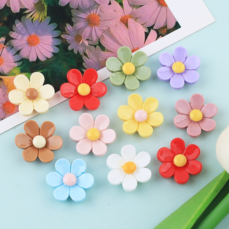Shiny Six-petal Flower Fresh DIYCream Glue Mobile Phone Case Refrigerator Stickers Hair Band Hairpin Jewelry Resin Accessories