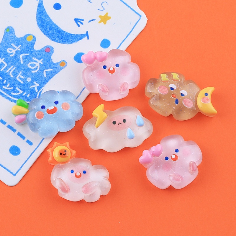 Transparent Color Fine Flash Luminous Cloud Cute Diy Cream Glue Mobile Phone Case Refrigerator Hairpin Jewelry Resin Accessories Batch