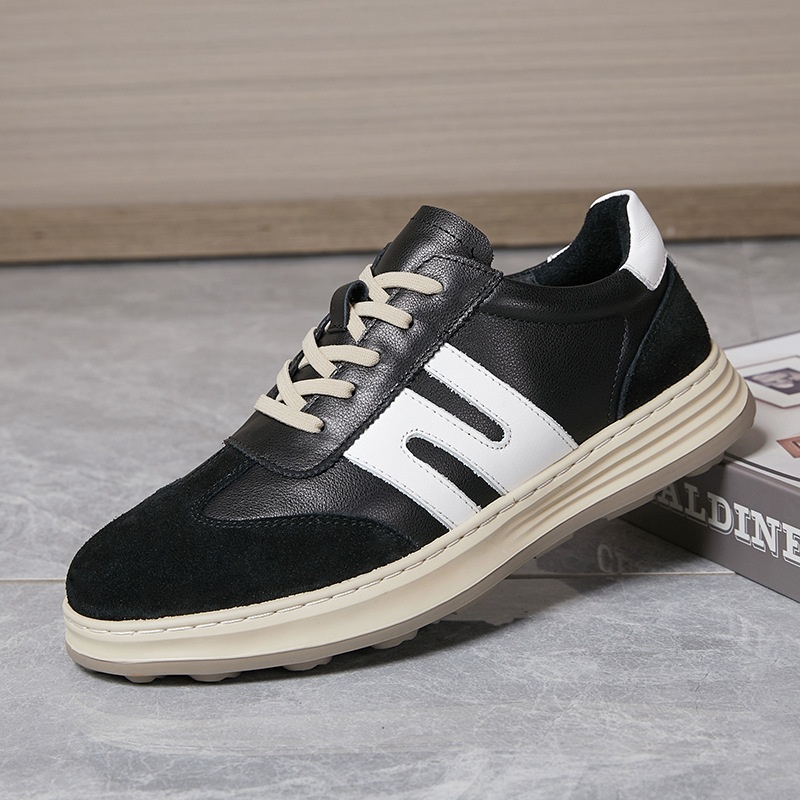 Light Bottom Line Men's Casual Shoes Spring Strap Comfortable Warm Color Matching Men's Leather Shoes S