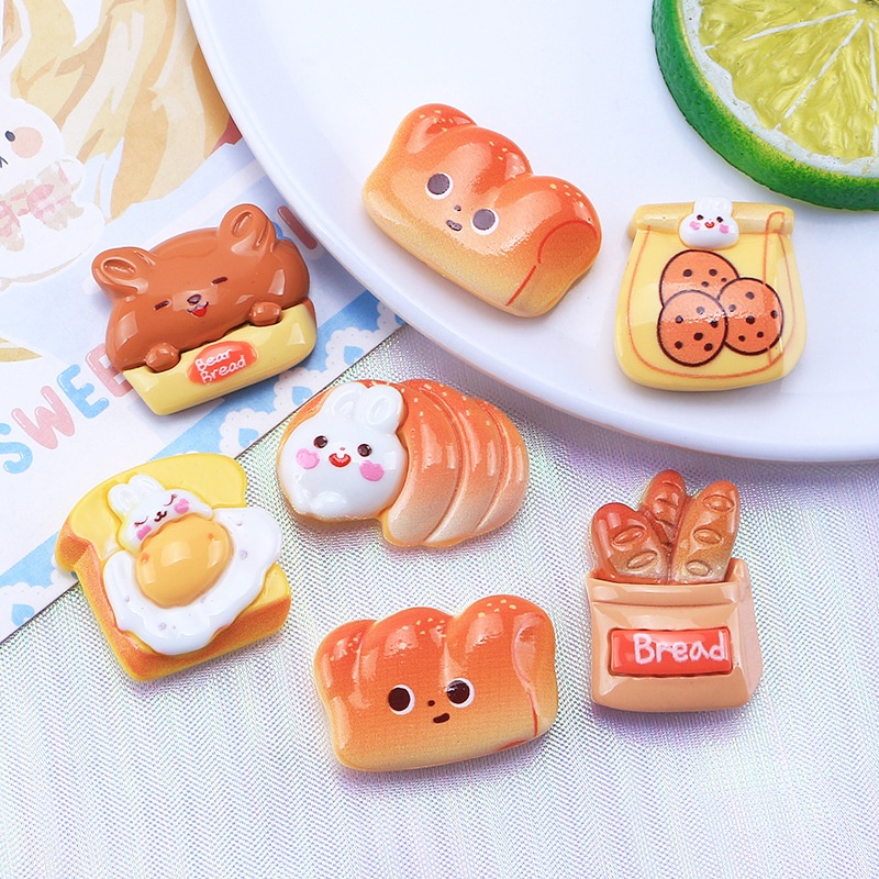 Cartoon Toast Food Play DIYCream Glue Homemade Mobile Phone Case Refrigerator Magnet Hairpin Jewelry Resin Accessories