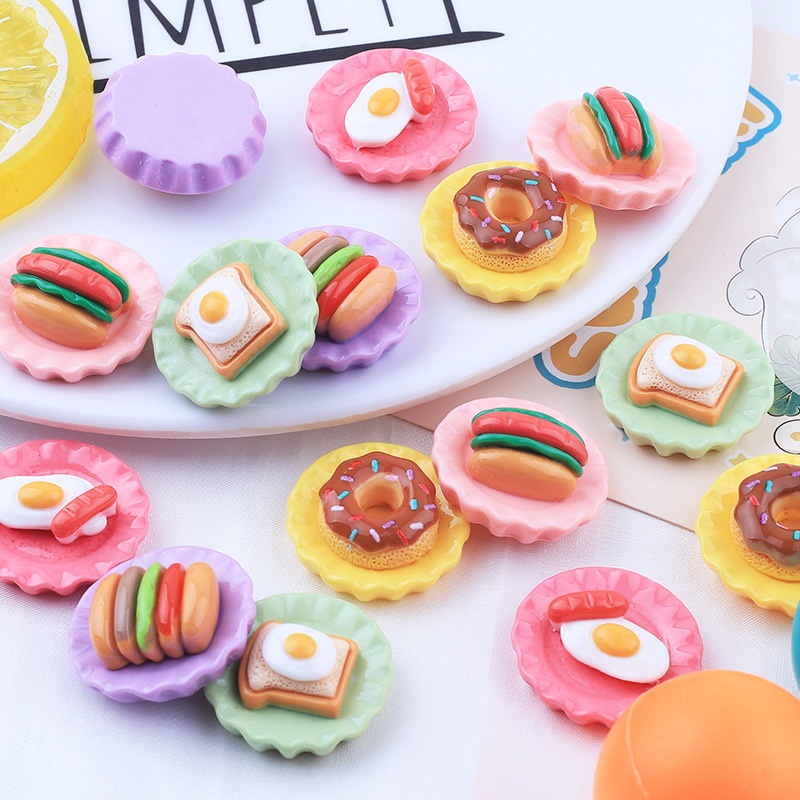 Shiny Plate Food Play Cute Diy Cream Glue Mobile Phone Case Refrigerator Magnet Hairpin Jewelry Resin Accessories