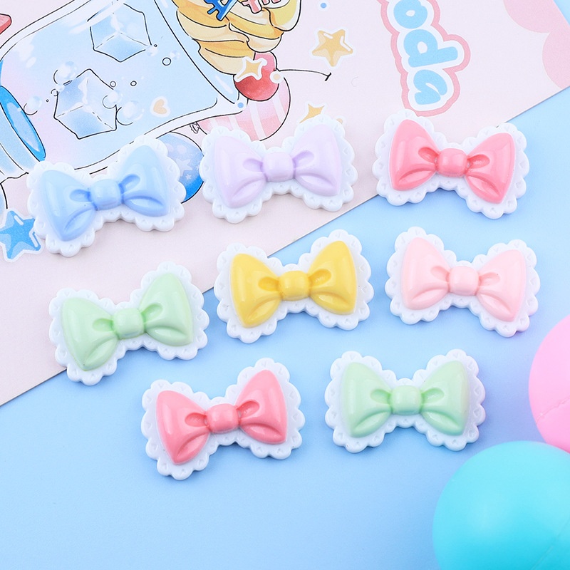 Shiny Lace Bow DIYCream Glue Homemade Mobile Phone Case Headdress Hairpin Jewelry Resin Accessories