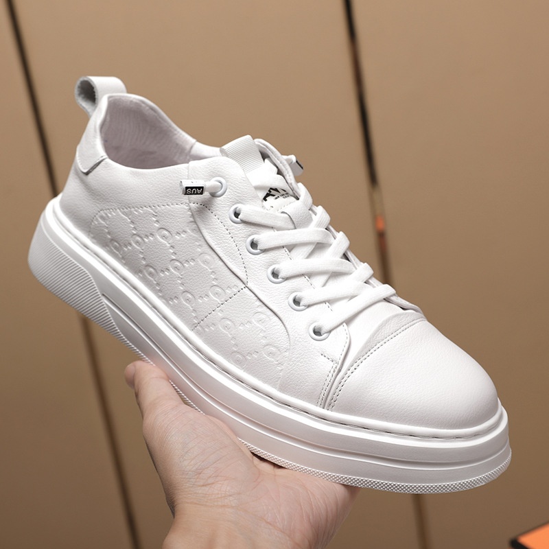 Light Bottom Men's Casual Sneakers Autumn Straps Comfortable Fashion Embossed Men's Leather Shoes S