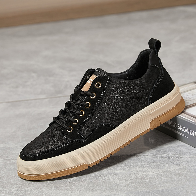 Fashion Frosted Cowhide Men's Strap Comfortable Platform Shoes Spring Casual Men's Leather Shoes