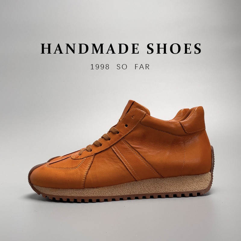 Aima Orange Martin Boots Vintage Fashion Mid-top Boots Genuine Leather Forrest Gump Shoes Men's Authentic Cowhide All-match Men's Boots