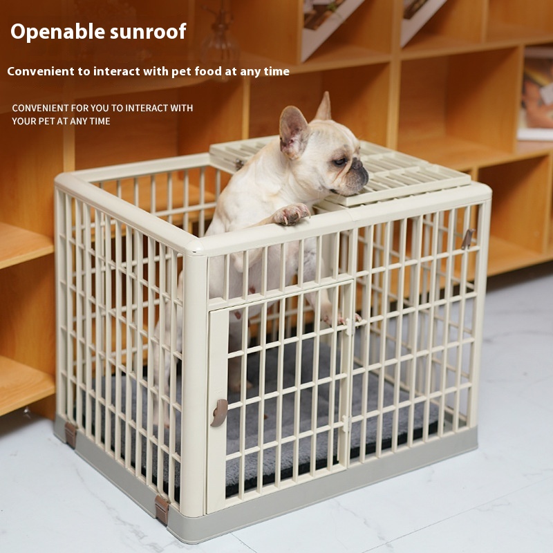 Resin Dog Cage With Toilet Household Indoor Small And Medium Sized Dog Teddy Pet Kennel Universal Wheel Fence Cage