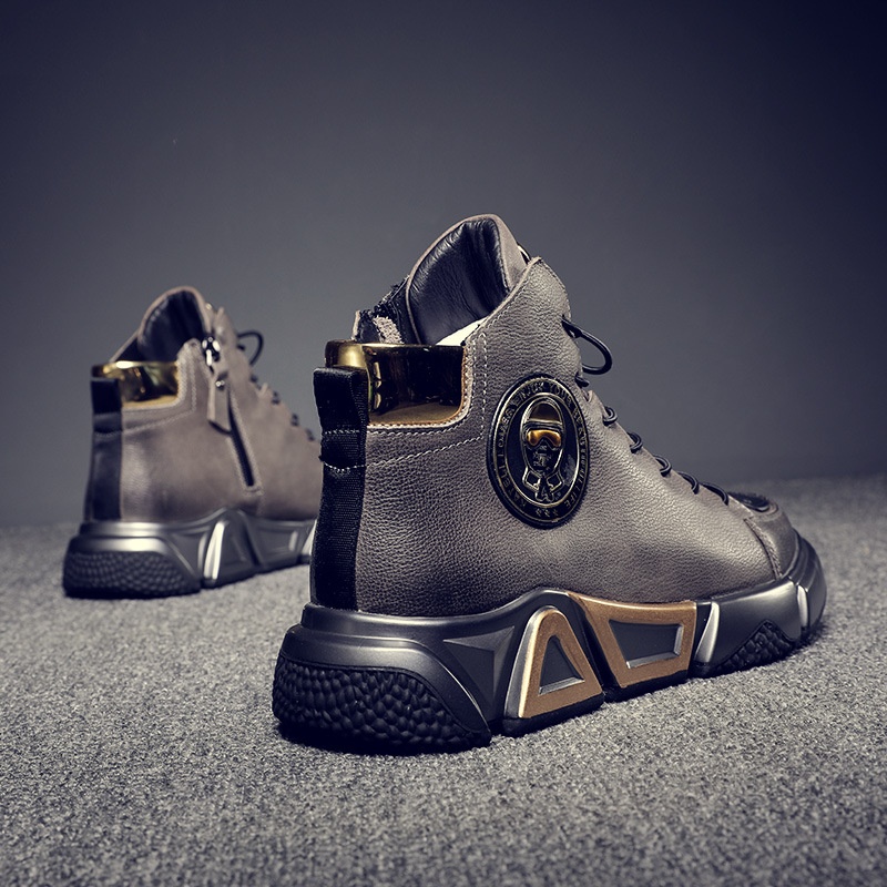 Plus Size Men's Shoes48 High-top Shoes Men's Shoes Genuine Leather Mart Men's High-top Autumn And Winter Fashionable Leather Boots With Thick Sole