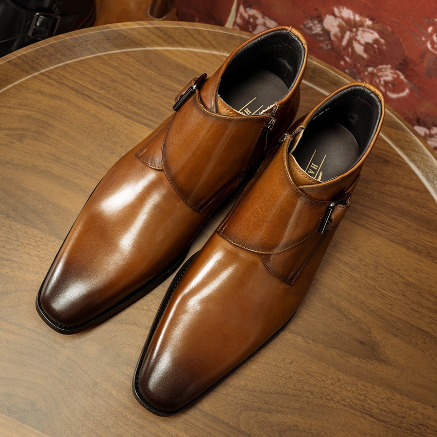 [APair Is Also Price]First Layer Cowhide Martin Boots Men's Leather Boots British Business Monk Leather Shoes