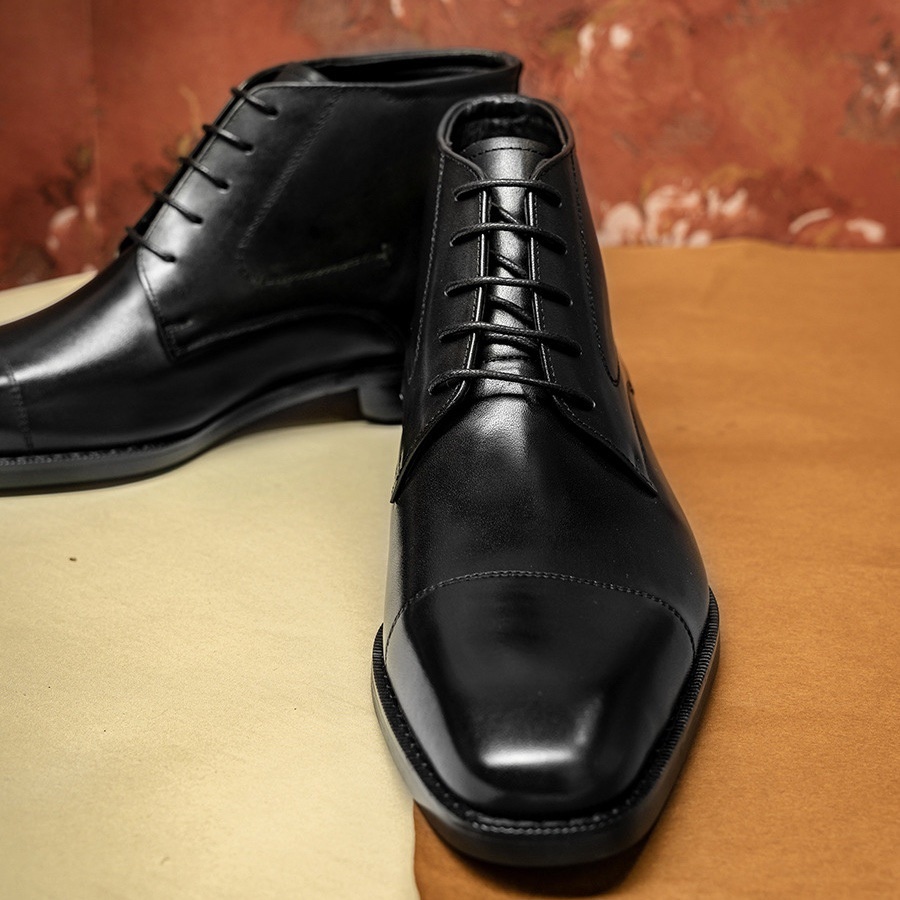 [Price For One Piece]Men's British Martin Leather Bootsy Small Square Head Cowhide Boots Men'sy Shoes