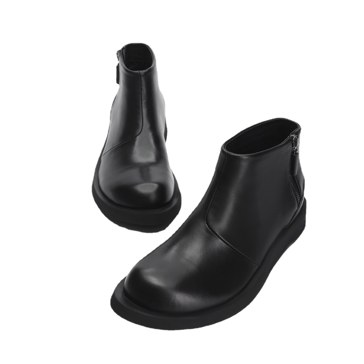 Plain Couple Flat Men's Shoes Cowhide Dress Business Men's Shoes High Shoes Men's Boots36 Size46 Size