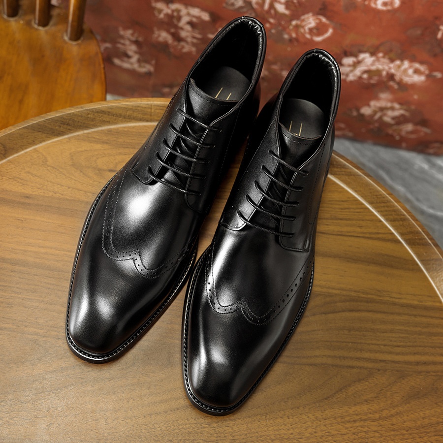 [Price For One Piece]Men's High-top Leather Shoes,Cowhide Pointed Martin Boots,European Style Men's Boots