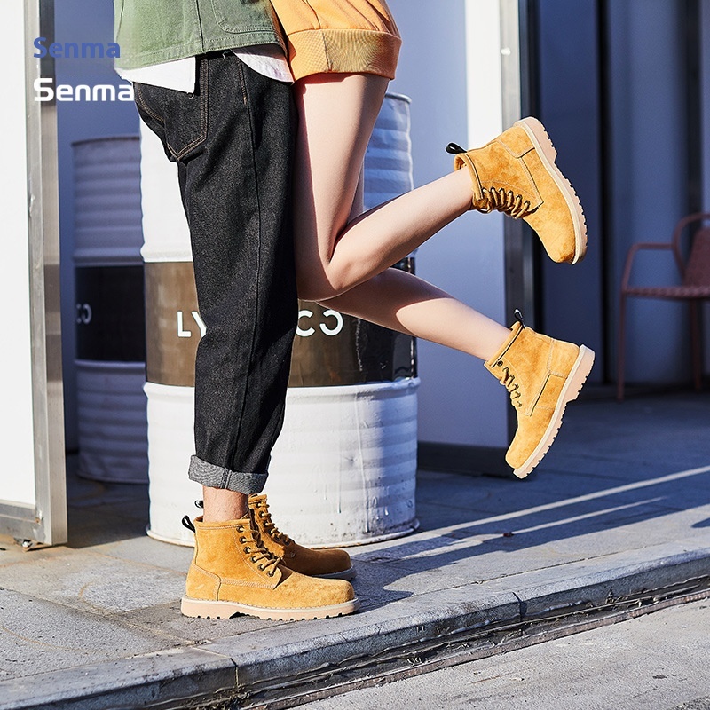 Senma Rhubarb Boots Spring And Autumn Martin Boots Men's High-top Outdoor Tooling Retro Korean Style Couples Short Boots