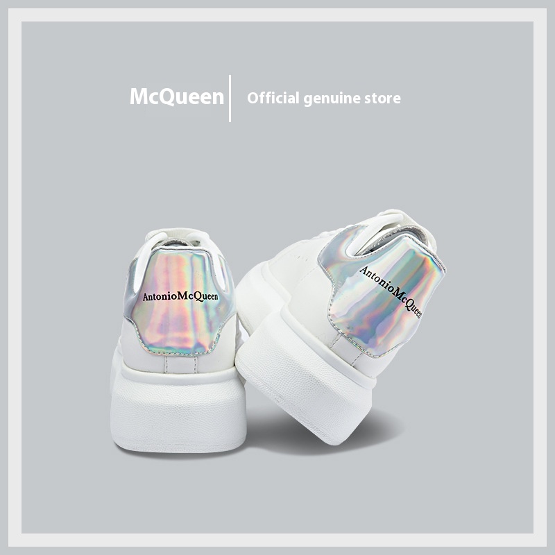 Mc Queen White Shoes For Women Silver Color Tail Platform Thick-soled Women's Shoes Korean Version All-match Inner Height-increasing Casual Shoes