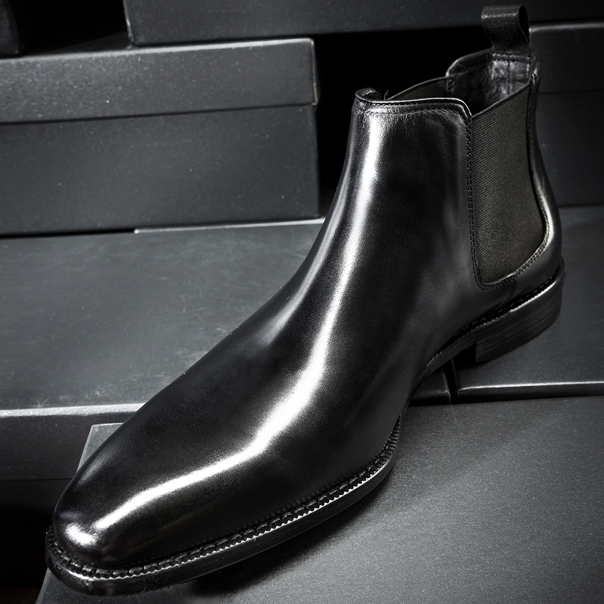 Chelsea Men's Leather Boots British Sleeve Retro Cowhidey Boots Men's Leather Boots