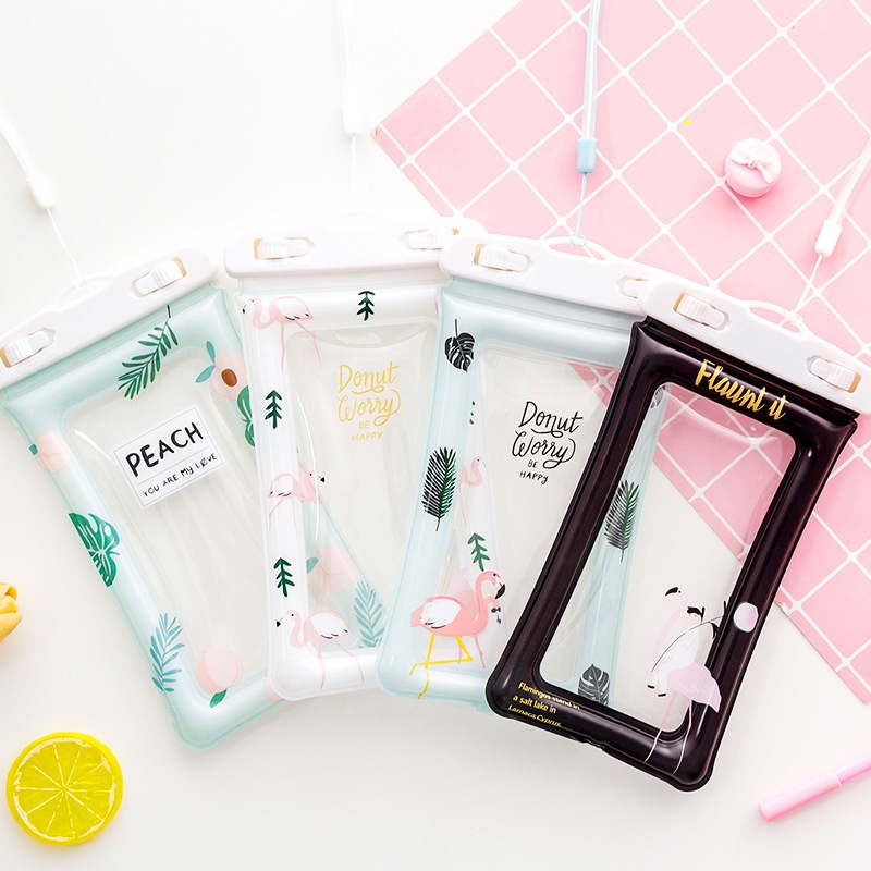 Large Cartoon Mobile Phone Waterproof Bag With Touch Screen Swimming Diving Set Rider Takeaway Rainproof Shell Sealed Bag With Airbag