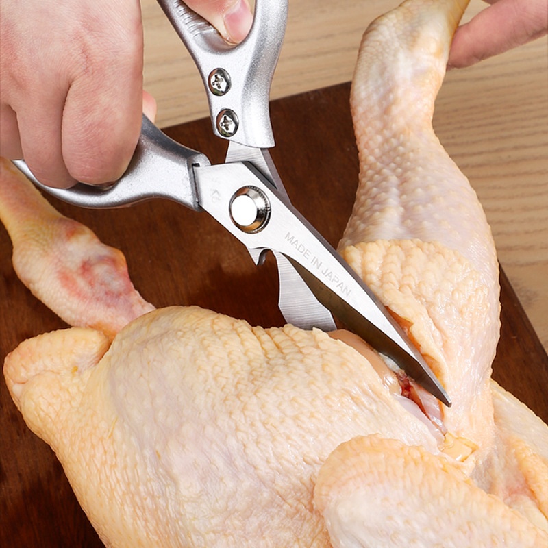 Stainless Steel Kitchen Scissors For Cutting Chicken Bones,Cooked Food,Killing Fish And Scraping Fish Scales,Multi-function Non-slip Handle With Bottle Opener Scissors