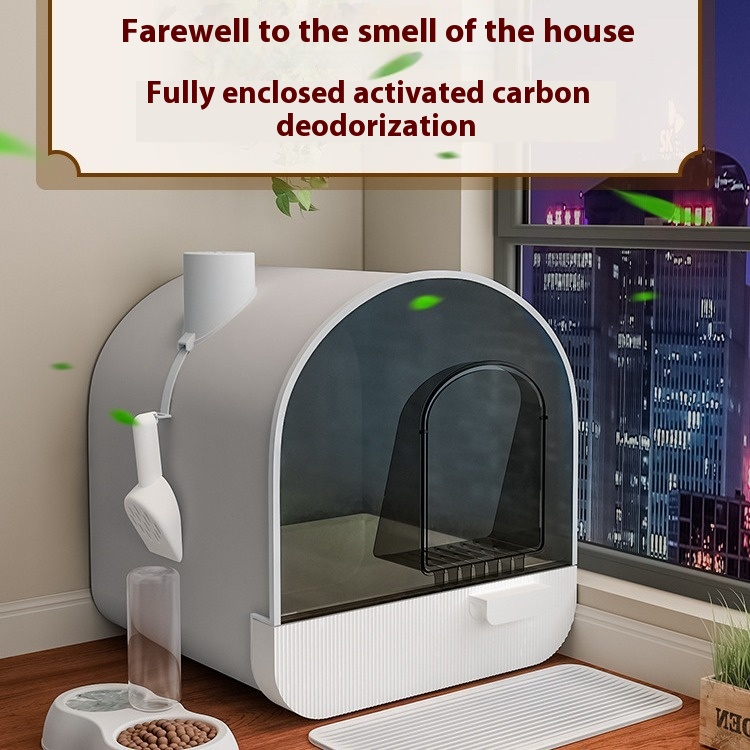 Extra-Large Cat Litter Box-Holds51 Lbs Of Litter,Semi-Automatic Odor Isolation