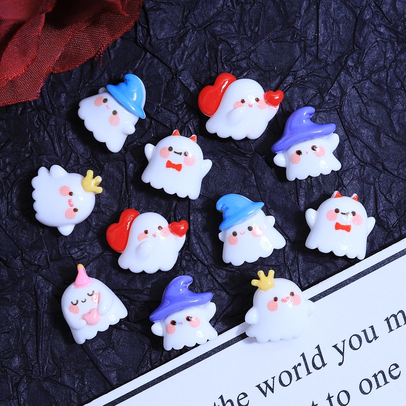 Mini Cute Ghost Creative Handmade Diy Cream Glue Mobile Phone Case Headdress Hairpin Jewelry Resin Accessories