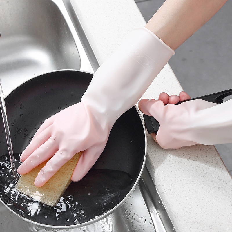 Gradient Color Waterproof Latex Gloves Women's Thin Washing Clothes Housework Cleaning Gloves Kitchen Durable Dishwashing Gloves