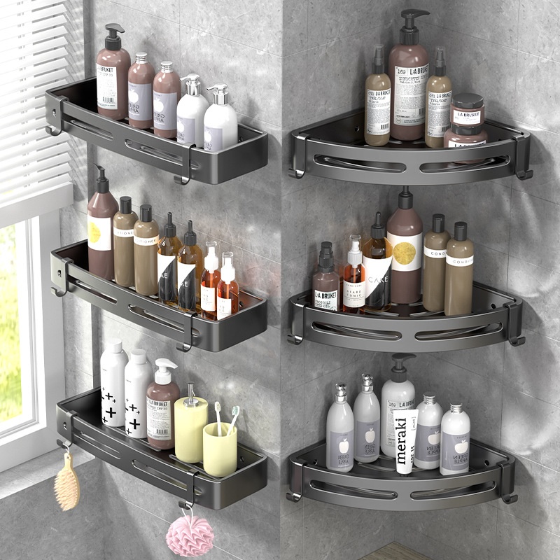 Punch-free Bathroom Triangle Rack Wall-mounted Bathroom Toilet Wash Basin Shower Corner Storage Rack