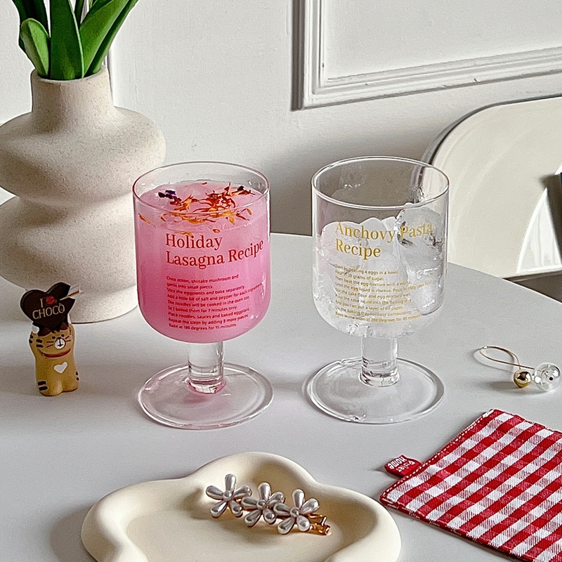 Bolimei Korean Style Goblet Summer Fruit Drink Cup English Glass Juice Cup Red Wine Cup Breakfast Cup