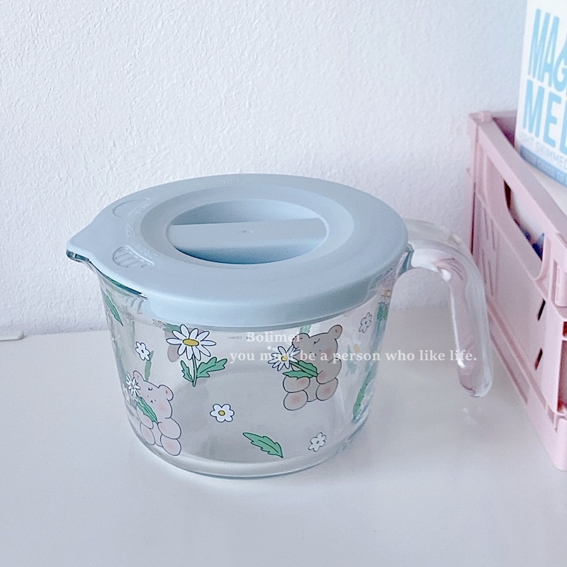 [Bo Li Mei]Daisy Bear High Borosilicate Glass Measuring Cup Baking Glass Glass Bowl Microwave Oven