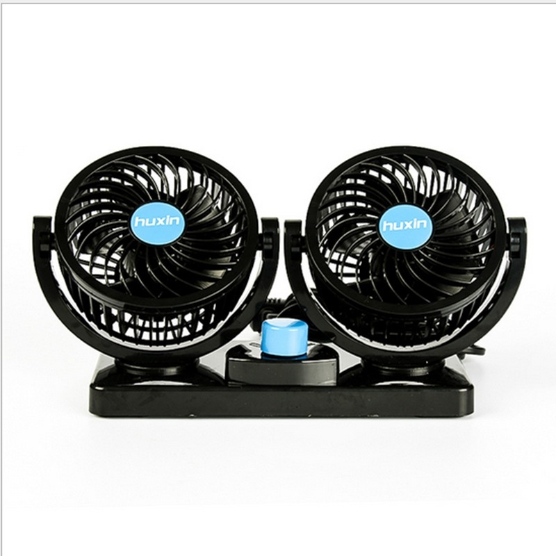 Huxin Double Head Storm Car Electric Fan12v/24 VTruck Fan Car Van Electric Fan Adjustable Speed