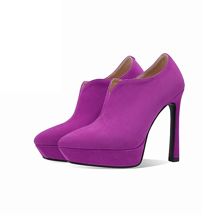 Sheepskin Fashion Women's Shoes Pointed Stiletto Super High Heels Waterproof Platform Deep Mouth Single Shoes