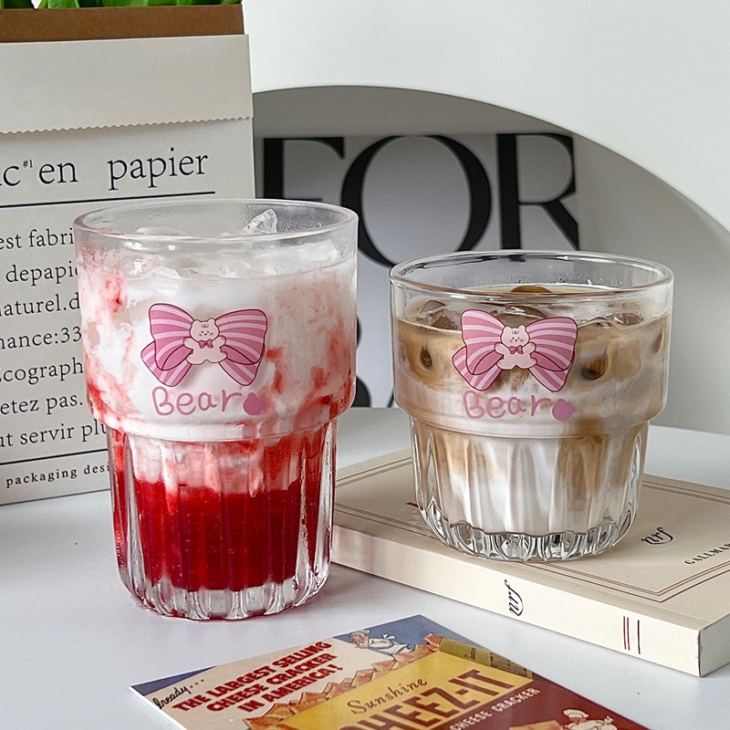 Lanchuang Korean Style Glass Coffee Cold Brew Cup Breakfast Milk Cup Large Capacity Water Cup Glass