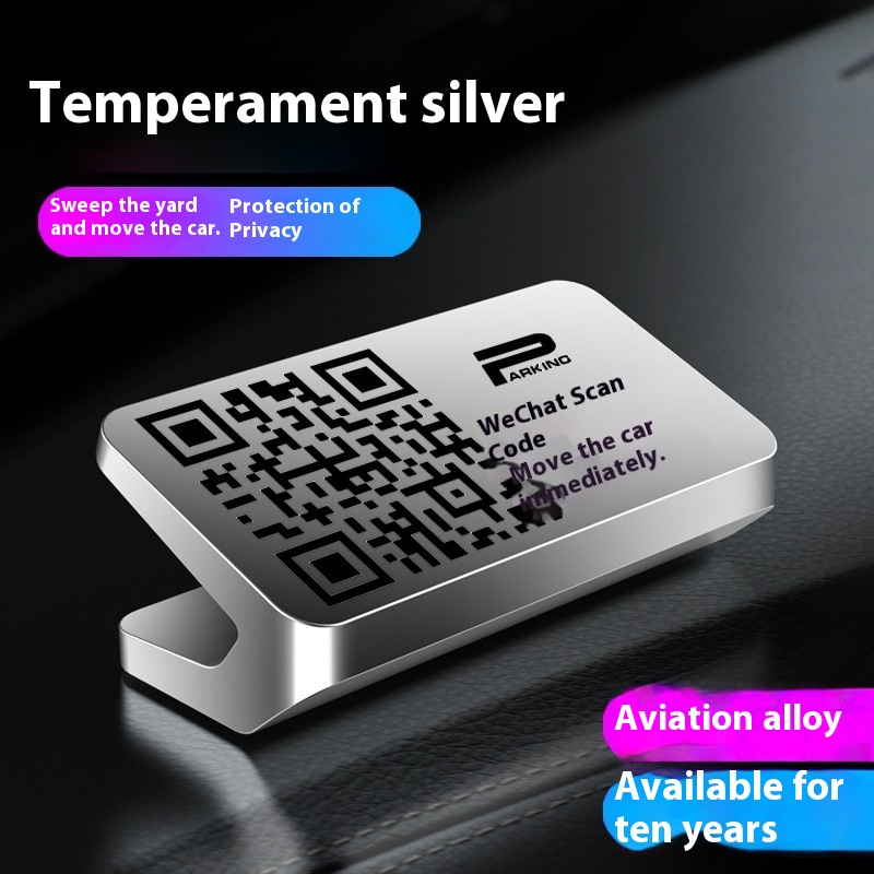 Hidden QRCode Car Moving Phone Card Car Temporary Parking Number Plate Aluminum Alloy Scan Code Parking Number Plate