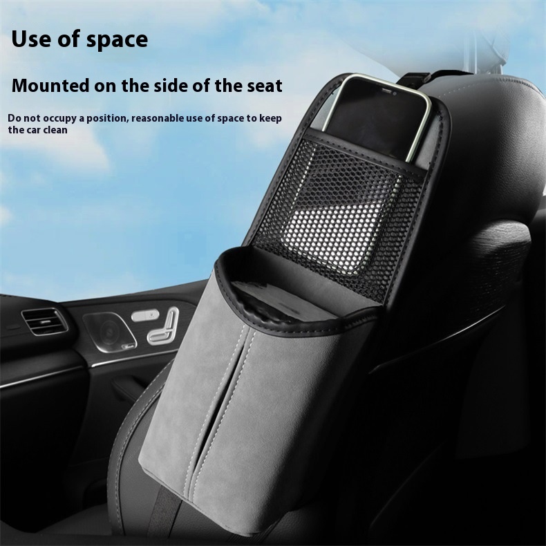 Car Seat Storage Bag Hanging Solid Color Suede Seat Side Storage Bag Car Multifunctional Storage Bag