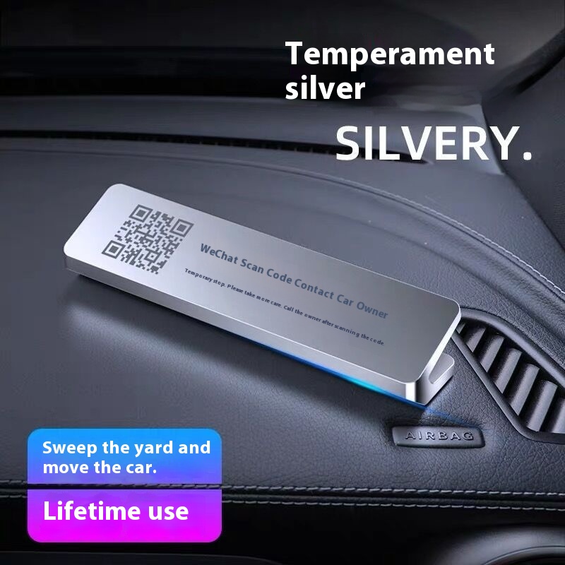 Car Large Temporary Parking Number Plate Hidden Creative We Chat Scan Alloy QRCode Phone Card Moving License Plate