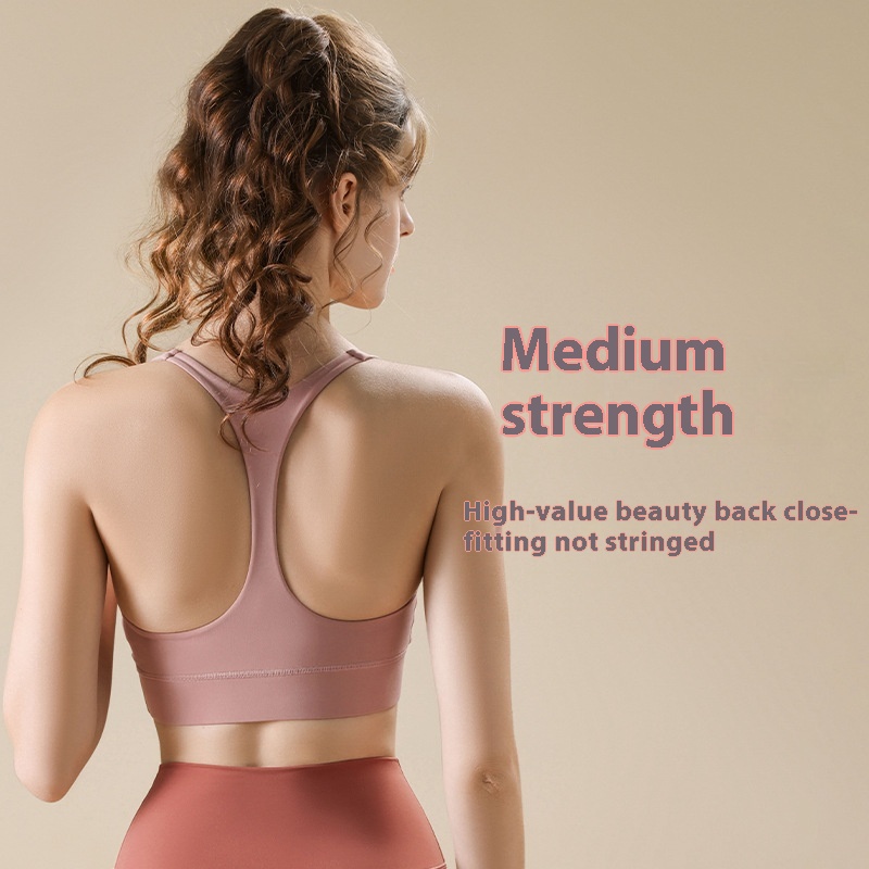 One-piece Y-shaped Beautiful Back Yoga Vest For Women Medium-strength Sports Bra With Fixed Cup For Running And Gathering Fitness Bra