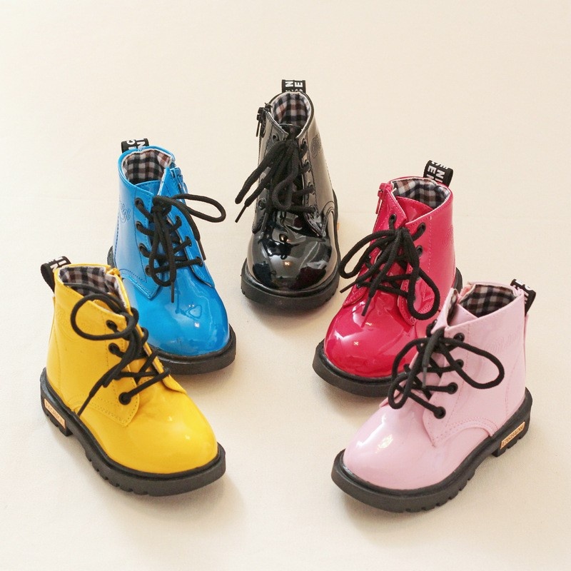 Autumn And Winter Plus Velvet Anti-slip Children's Shoes Girls Boots Children's Martin Boots Short Boots Boys Snow Boots Medium And Large Children's
