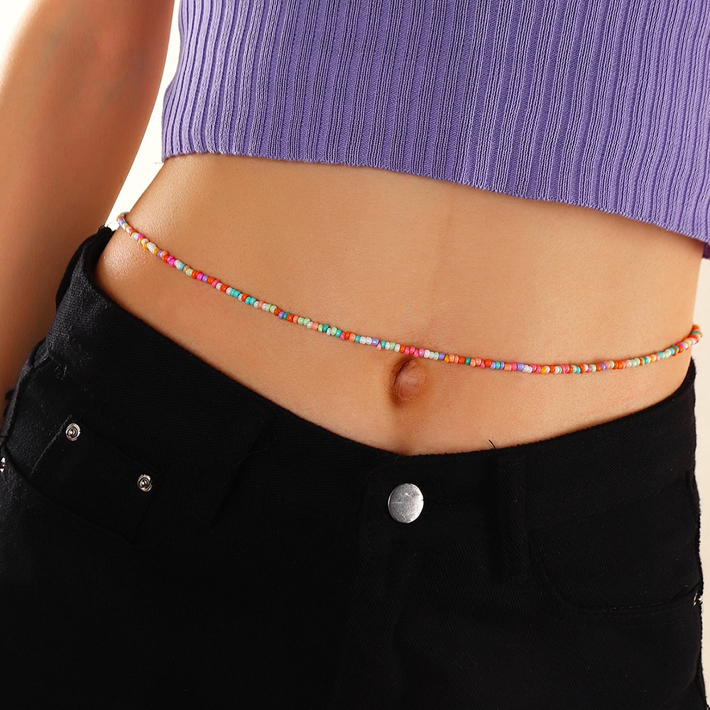 ZMB0091 European And American Jewelry Bohemian Ethnic Style Colorful Rice Beads Waist Chain Handmade Body Chain