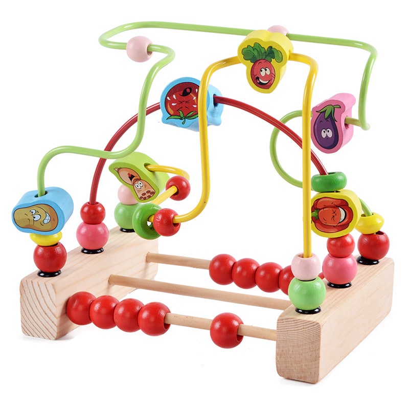 Children's Vegetable Bead Parent-child Interactive Game Infant Baby Hand-eye Coordination Early Education Cognitive Wooden Toys