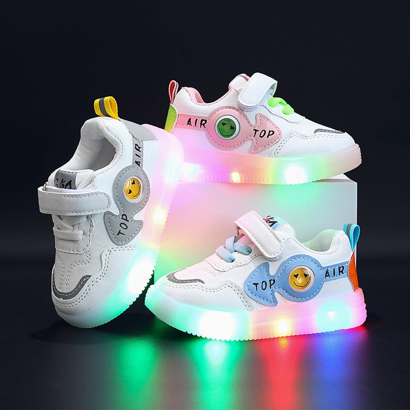 YLEDLight Shoes Children's Leather Surface Children's1-6 Years Old Luminous Shoes Casual Sports Shoes