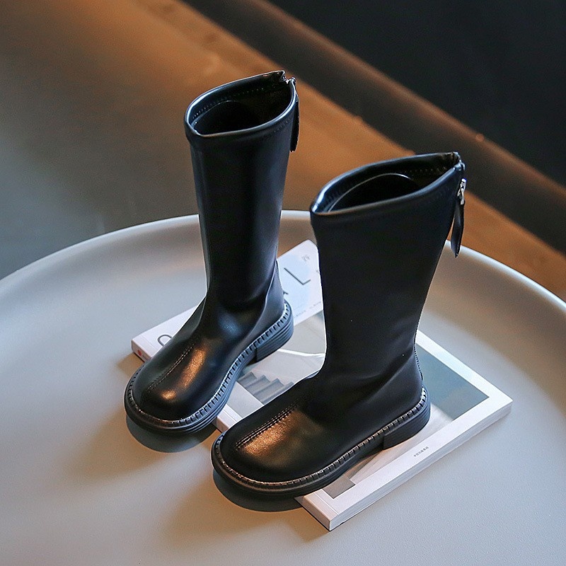 Girls Boots Autumn And Winter High Boots Princess Single Boots Medium And Large Children's Martin Boots Children's Leather Boots Long Boots