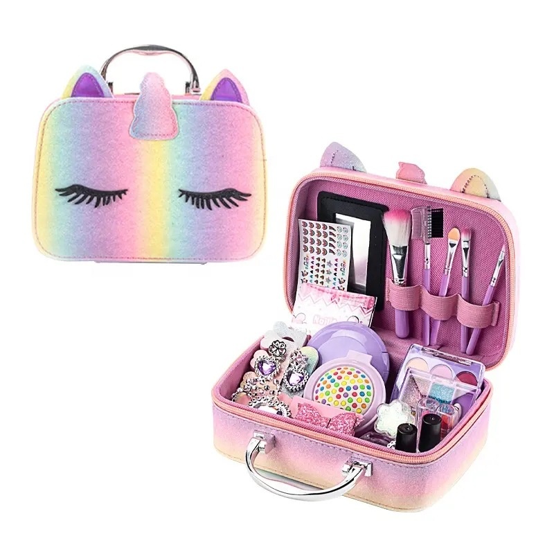 Kids Makeup Toy Unicorn Makeup Bag Suit Girl Cosmetic Nail Polish Lipstick In Stock